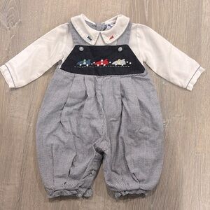 Vintage Carriage Boutiques by Friedknit Crestions Baby Race Car Overalls One pc
